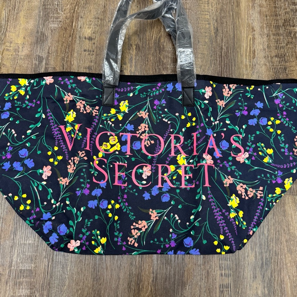 Victoria's Secret Black Tote with Floral‎ Design - Picture 15 of 15